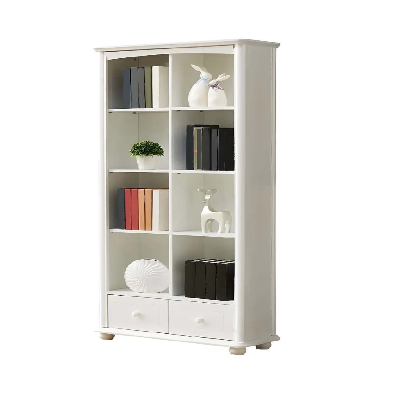 Modern White Wooden Bookcase with Storage for Home Office Image - 15 | homeyfad