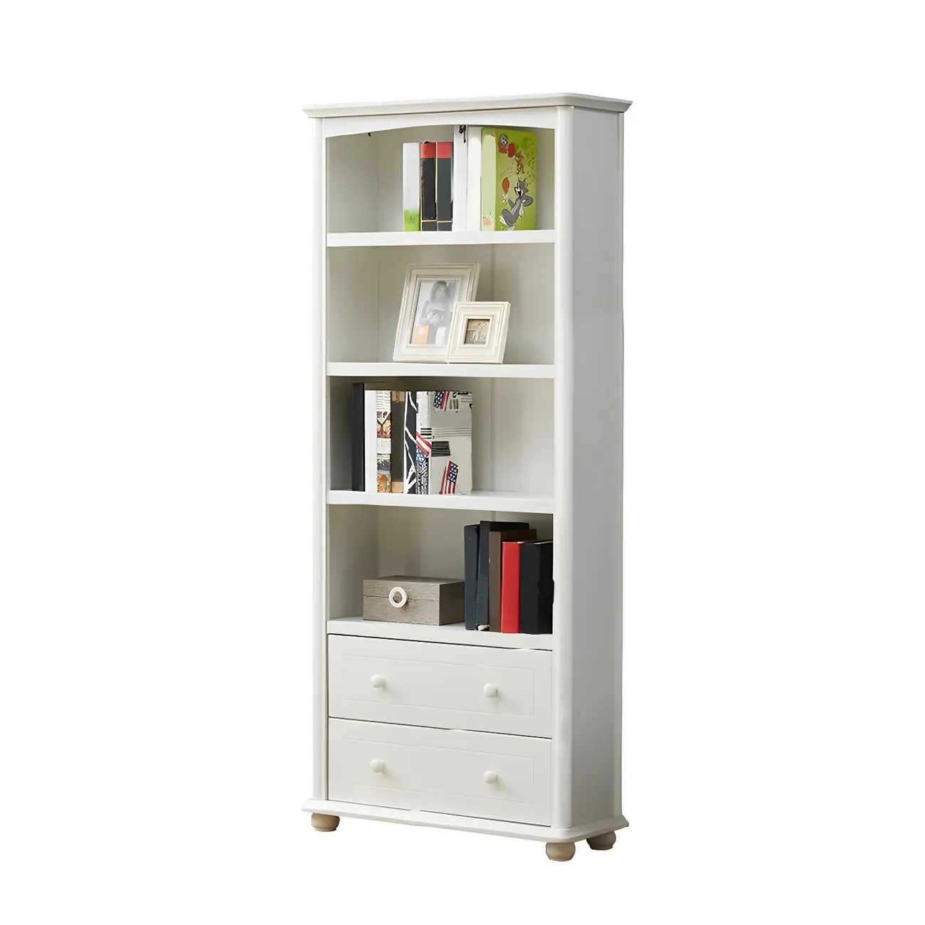 Modern White Wooden Bookcase with Storage for Home Office Image - 17 | homeyfad