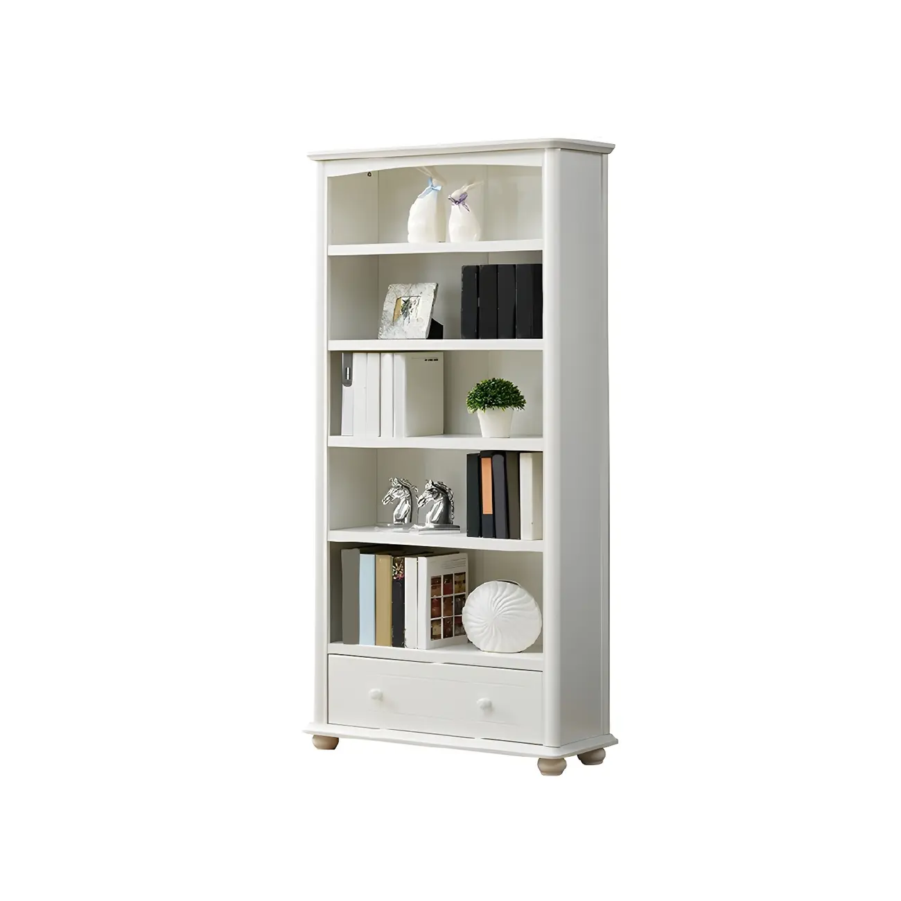 Modern White Wooden Bookcase with Storage for Home Office Image - 21 | homeyfad