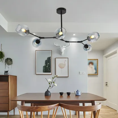 Adjustable Globe Clear Glass Modern Metal Sputnik Chandelier Image - 1