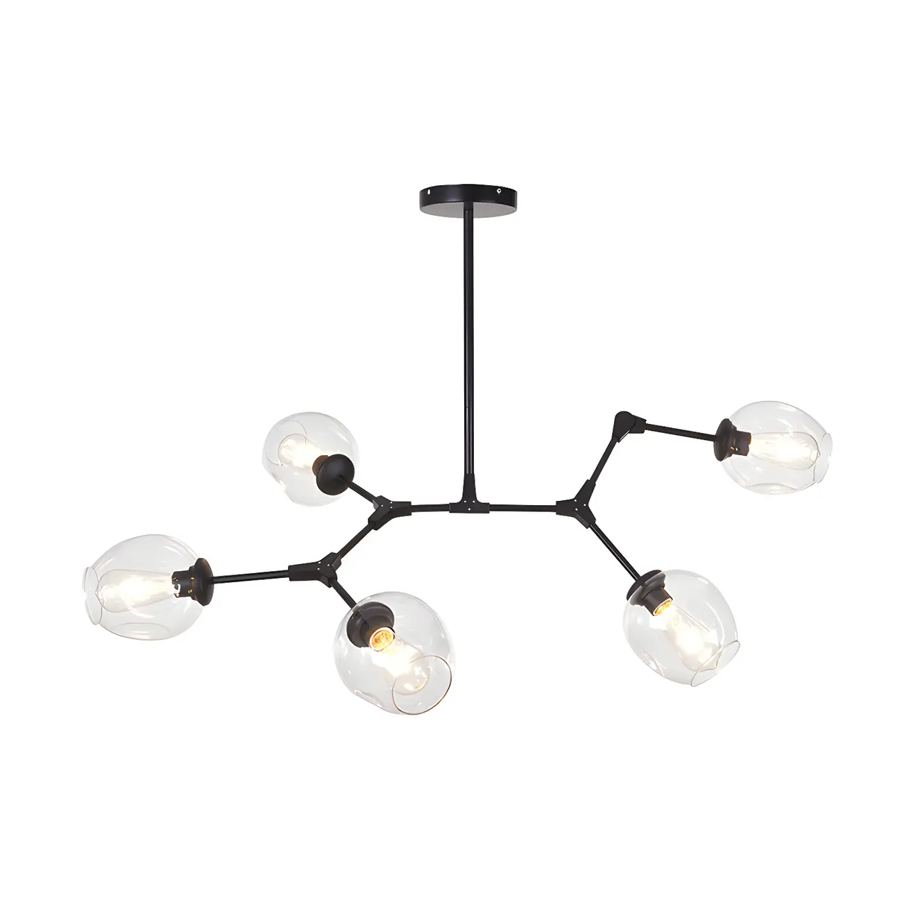 Adjustable Globe Clear Glass Modern Metal Sputnik Chandelier Image - 10 | homeyfad