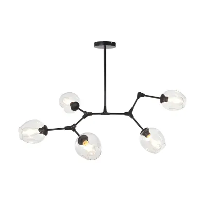 Adjustable Globe Clear Glass Modern Metal Sputnik Chandelier Image - 10