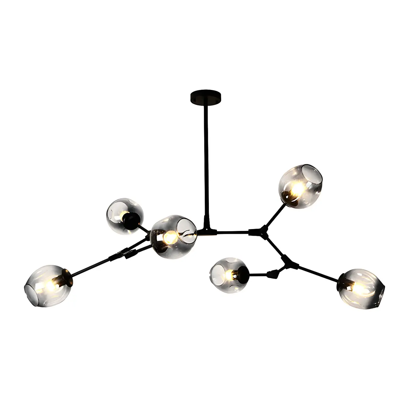 Adjustable Globe Clear Glass Modern Metal Sputnik Chandelier Image - 11 | homeyfad