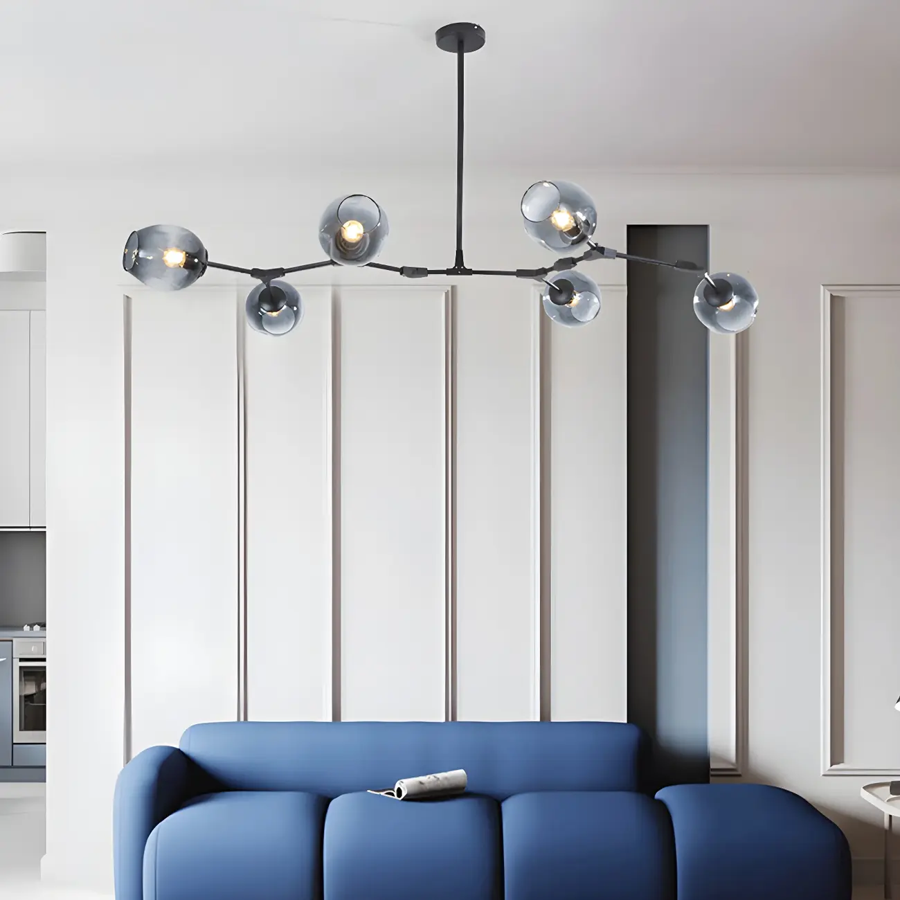 Adjustable Globe Clear Glass Modern Metal Sputnik Chandelier Image - 2 | homeyfad