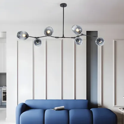 Adjustable Globe Clear Glass Modern Metal Sputnik Chandelier Image - 2