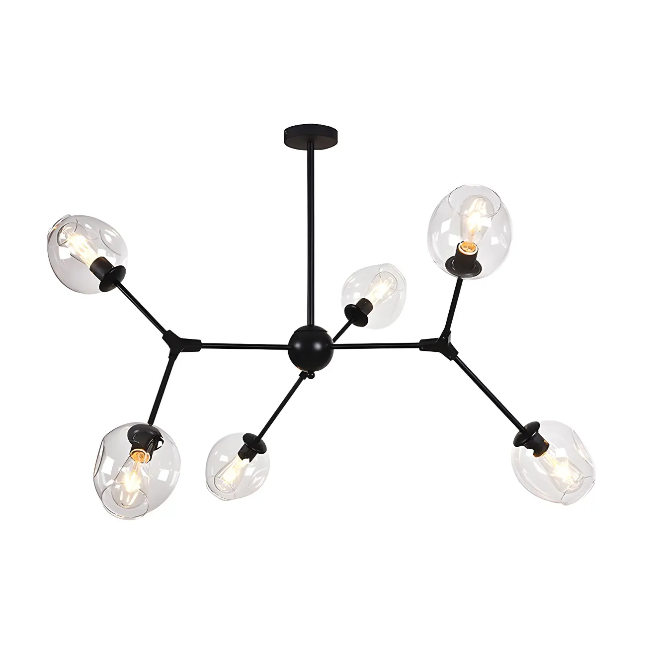 Adjustable Globe Clear Glass Modern Metal Sputnik Chandelier Image - 12 | homeyfad