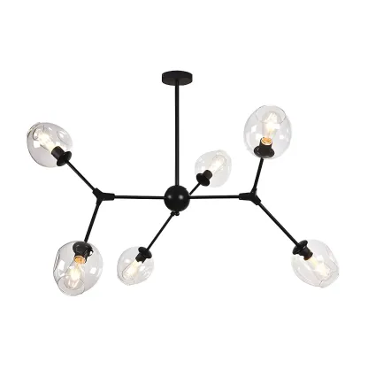 Adjustable Globe Clear Glass Modern Metal Sputnik Chandelier Image - 12