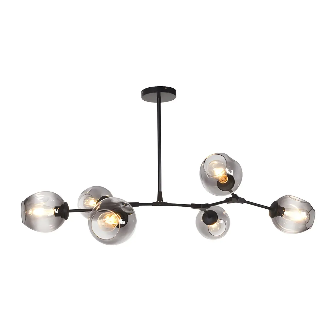 Adjustable Globe Clear Glass Modern Metal Sputnik Chandelier Image - 13