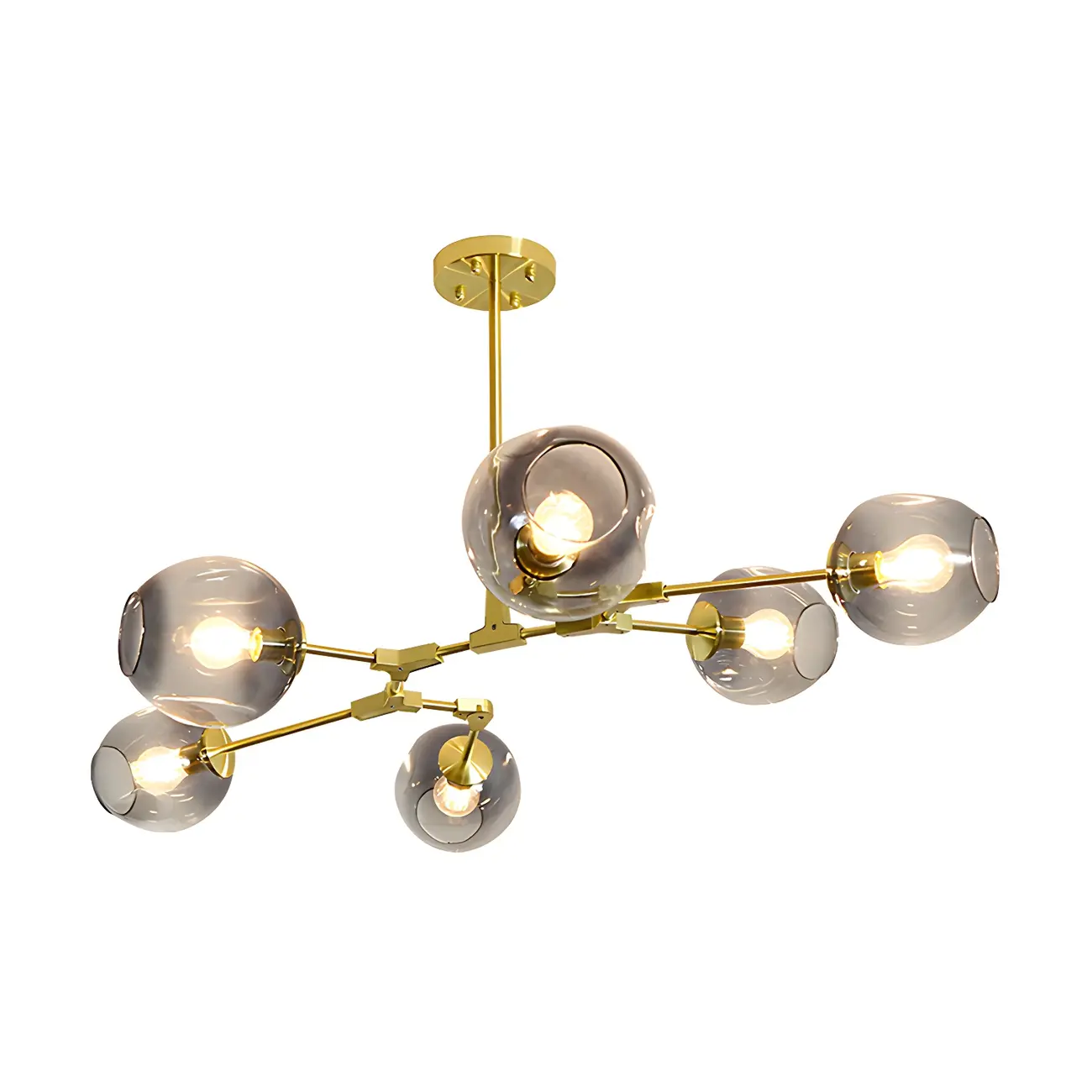 Adjustable Globe Clear Glass Modern Metal Sputnik Chandelier Image - 14 | homeyfad