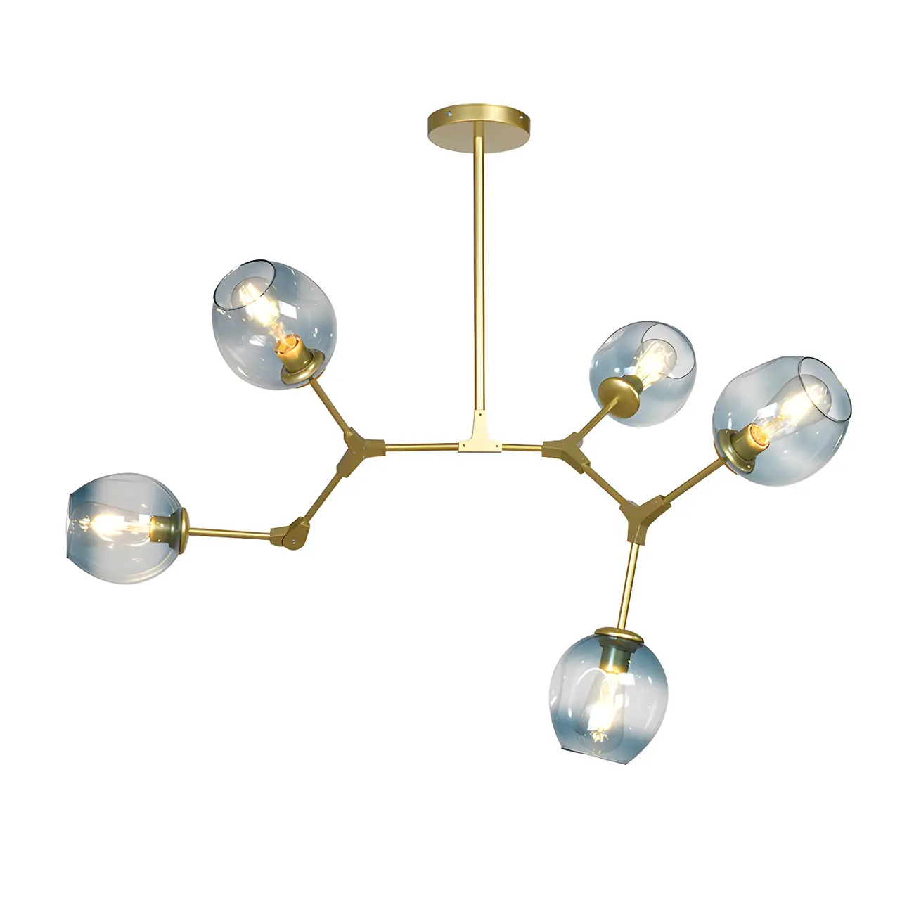 Adjustable Globe Clear Glass Modern Metal Sputnik Chandelier Image - 15 | homeyfad