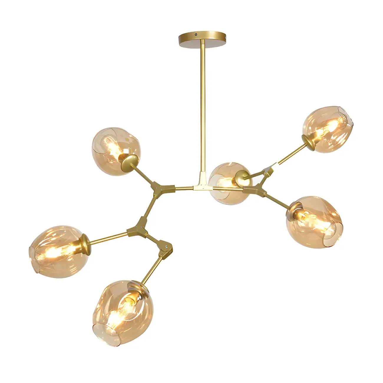 Adjustable Globe Clear Glass Modern Metal Sputnik Chandelier Image - 17