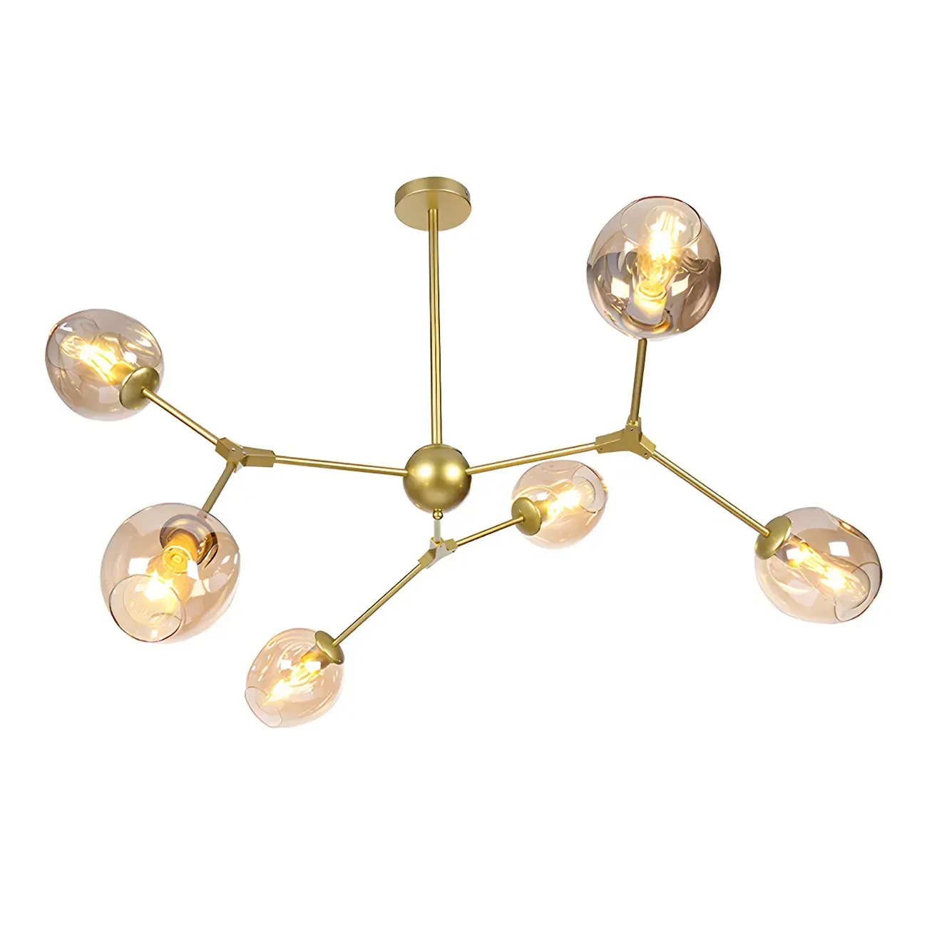 Adjustable Globe Clear Glass Modern Metal Sputnik Chandelier Image - 18