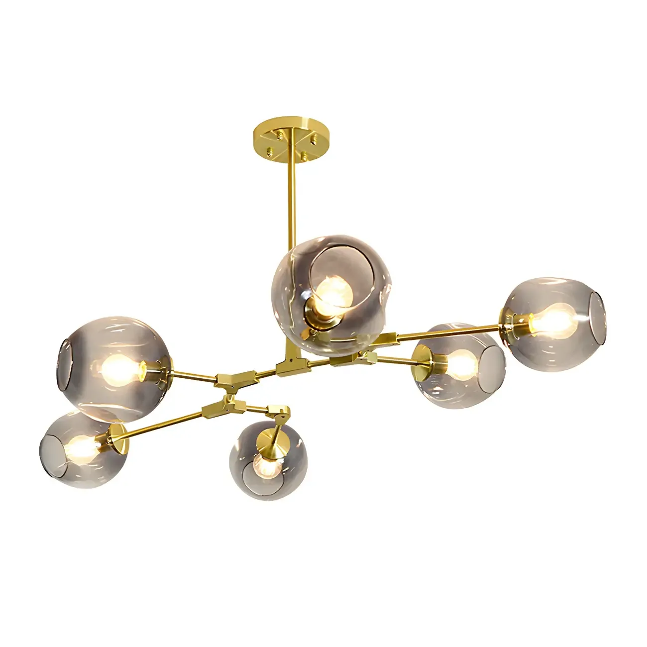 Adjustable Globe Clear Glass Modern Metal Sputnik Chandelier Image - 21