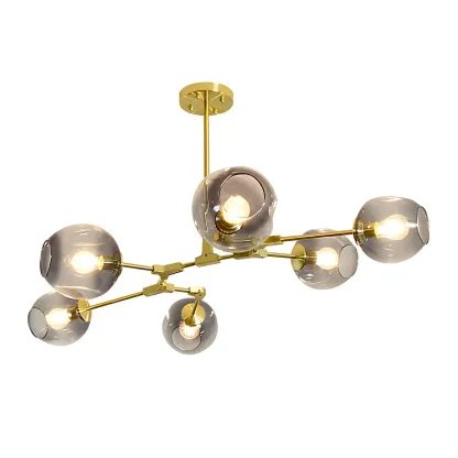 Adjustable Globe Clear Glass Modern Metal Sputnik Chandelier Image - 21