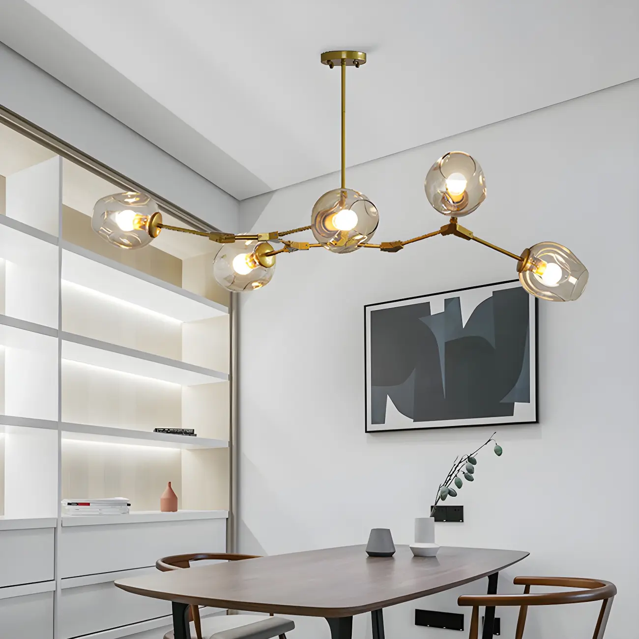 Adjustable Globe Clear Glass Modern Metal Sputnik Chandelier Image - 7 | homeyfad