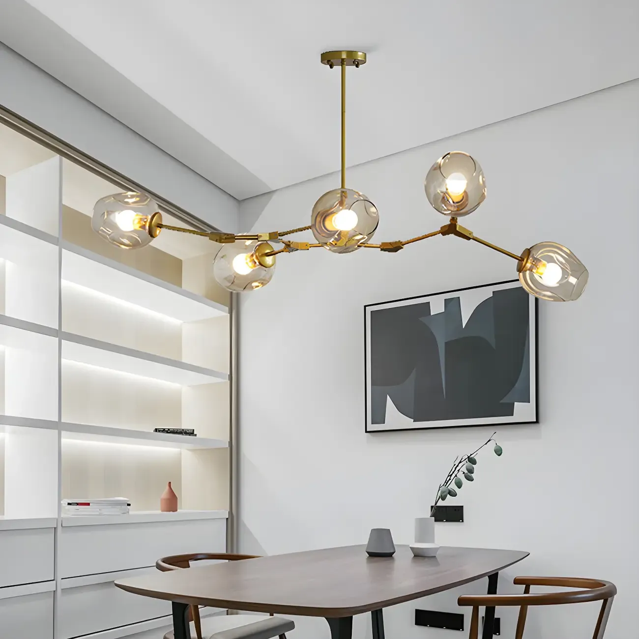 Adjustable Globe Clear Glass Modern Metal Sputnik Chandelier Image - 7