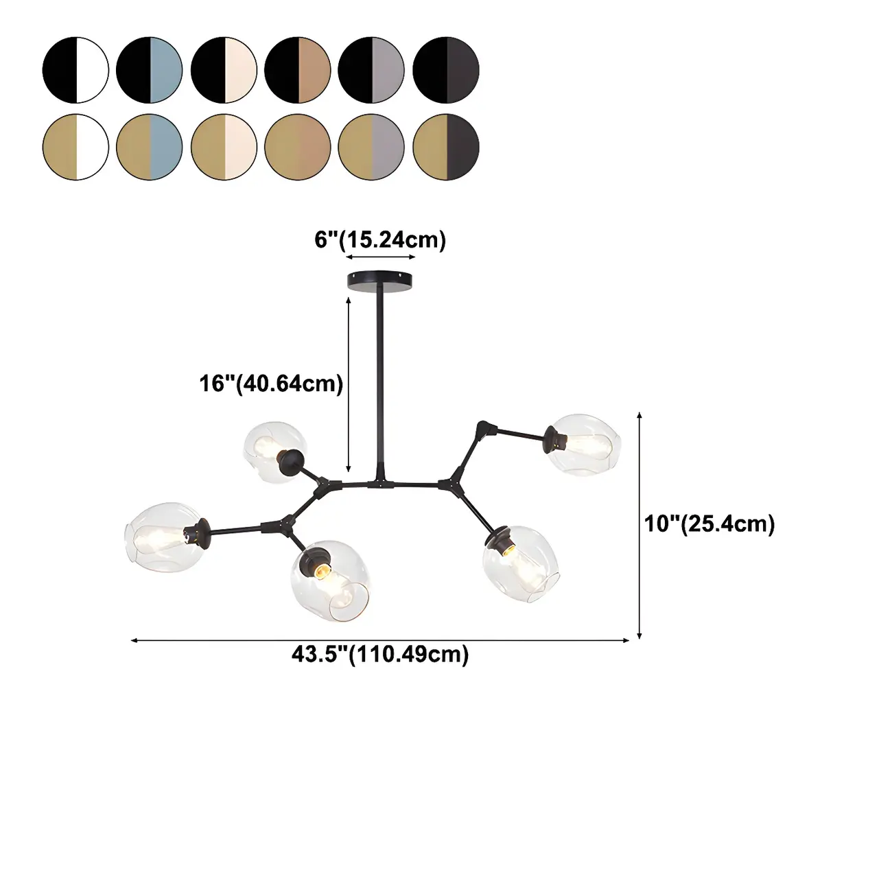 Adjustable Globe Clear Glass Modern Metal Sputnik Chandelier #size | homeyfad