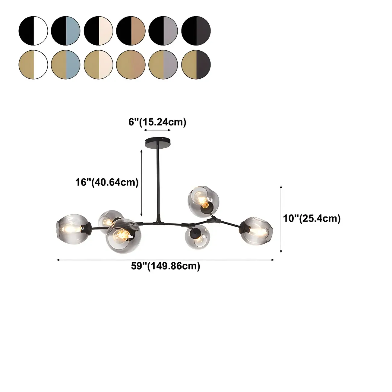 Adjustable Globe Clear Glass Modern Metal Sputnik Chandelier Image - 24