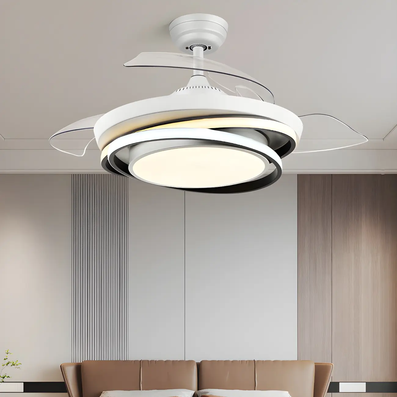 Kids Room Round Shaped Downrod Ceiling Fans with Lights Image - 1 | homeyfad