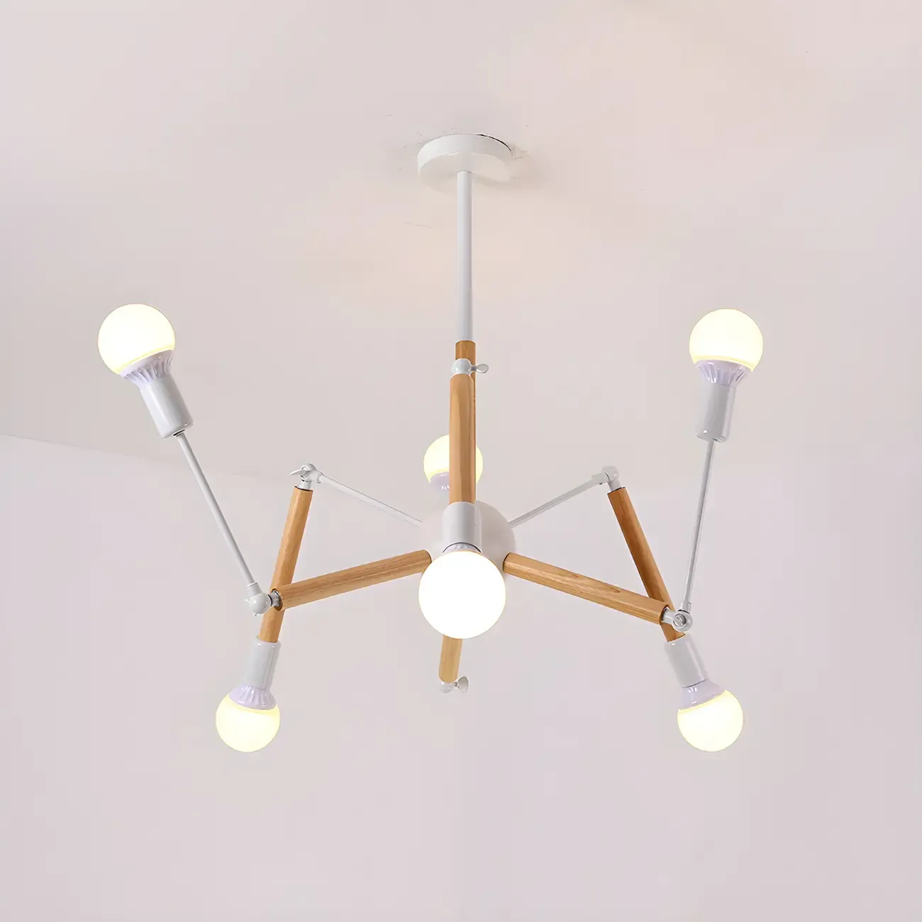 Wooden Geometric Modern Chandelier with LED Bulbs Image - 9