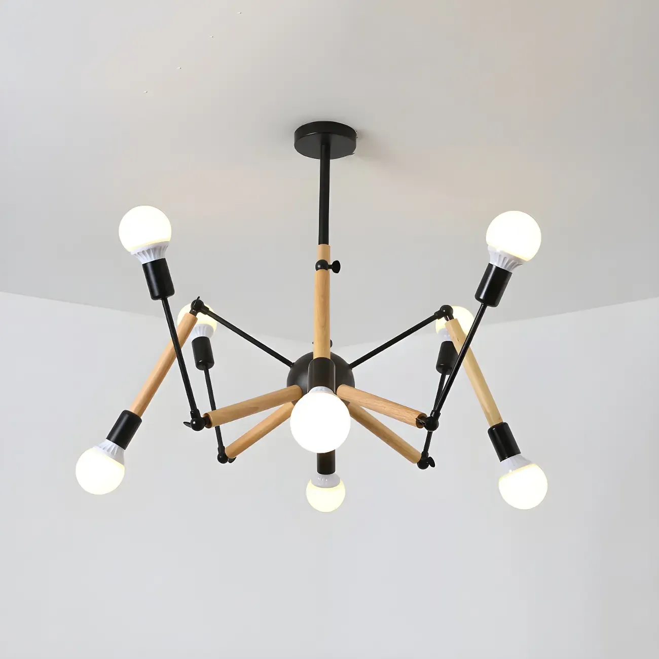 Wooden Geometric Modern Chandelier with LED Bulbs Image - 10