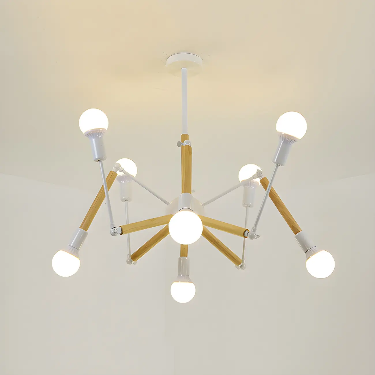 Wooden Geometric Modern Chandelier with LED Bulbs Image - 11 | homeyfad