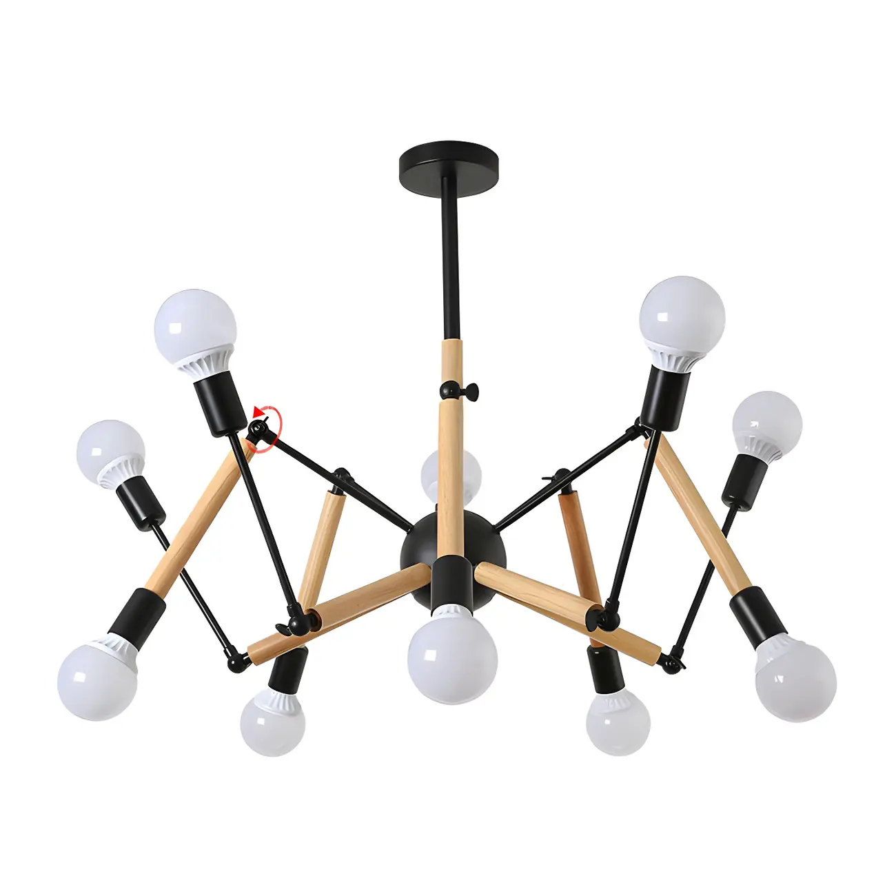 Wooden Geometric Modern Chandelier with LED Bulbs Image - 14 | homeyfad