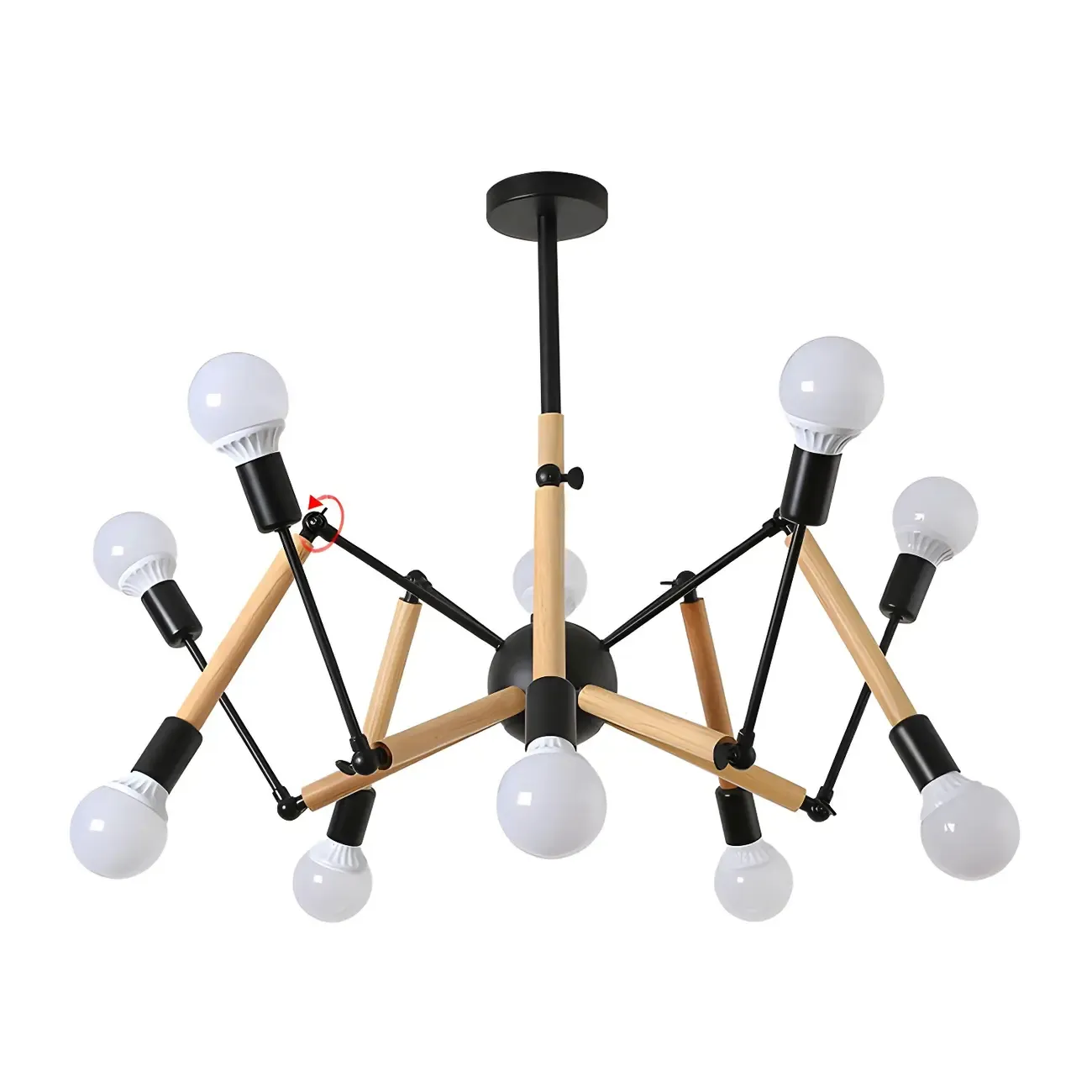 Wooden Geometric Modern Chandelier with LED Bulbs Image - 14
