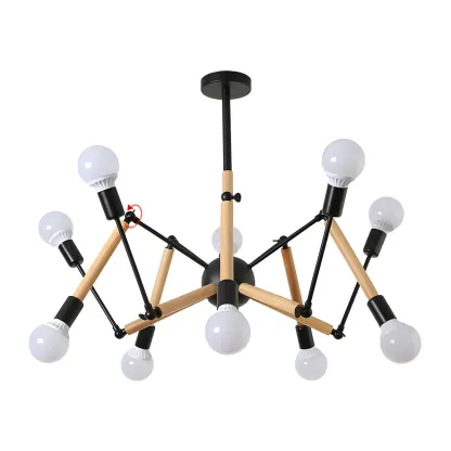 Wooden Geometric Modern Chandelier with LED Bulbs Image - 14