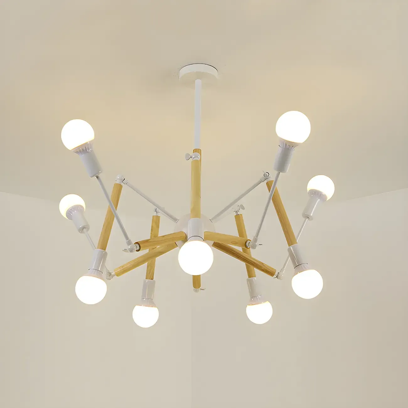 Wooden Geometric Modern Chandelier with LED Bulbs Image - 15