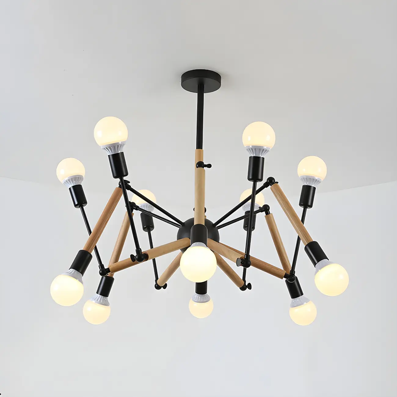 Wooden Geometric Modern Chandelier with LED Bulbs Image - 16 | homeyfad