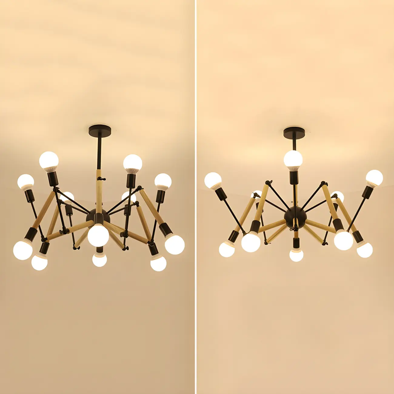Wooden Geometric Modern Chandelier with LED Bulbs Image - 17 | homeyfad