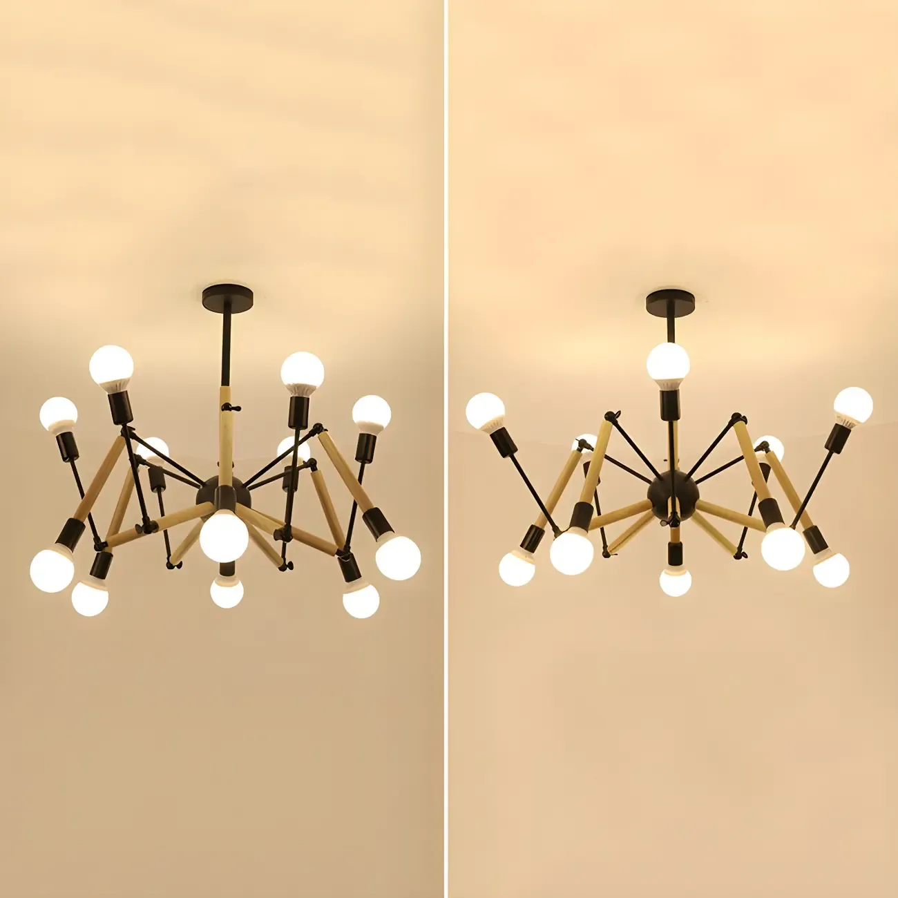 Wooden Geometric Modern Chandelier with LED Bulbs Image - 17