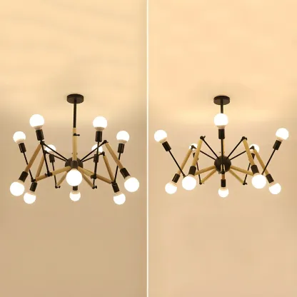 Wooden Geometric Modern Chandelier with LED Bulbs Image - 17
