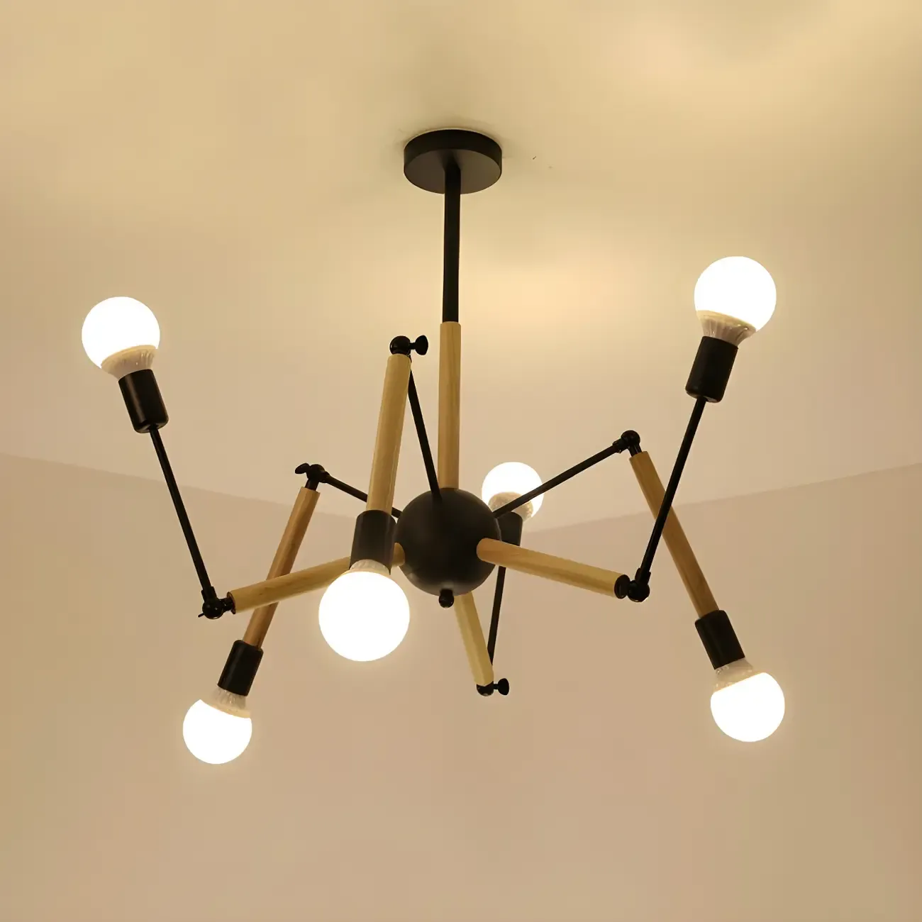 Wooden Geometric Modern Chandelier with LED Bulbs Image - 18