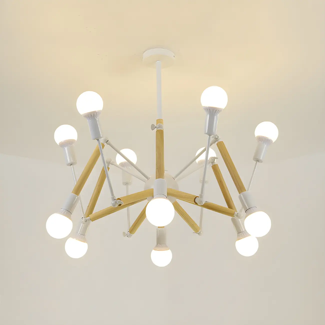 Wooden Geometric Modern Chandelier with LED Bulbs Image - 19 | homeyfad