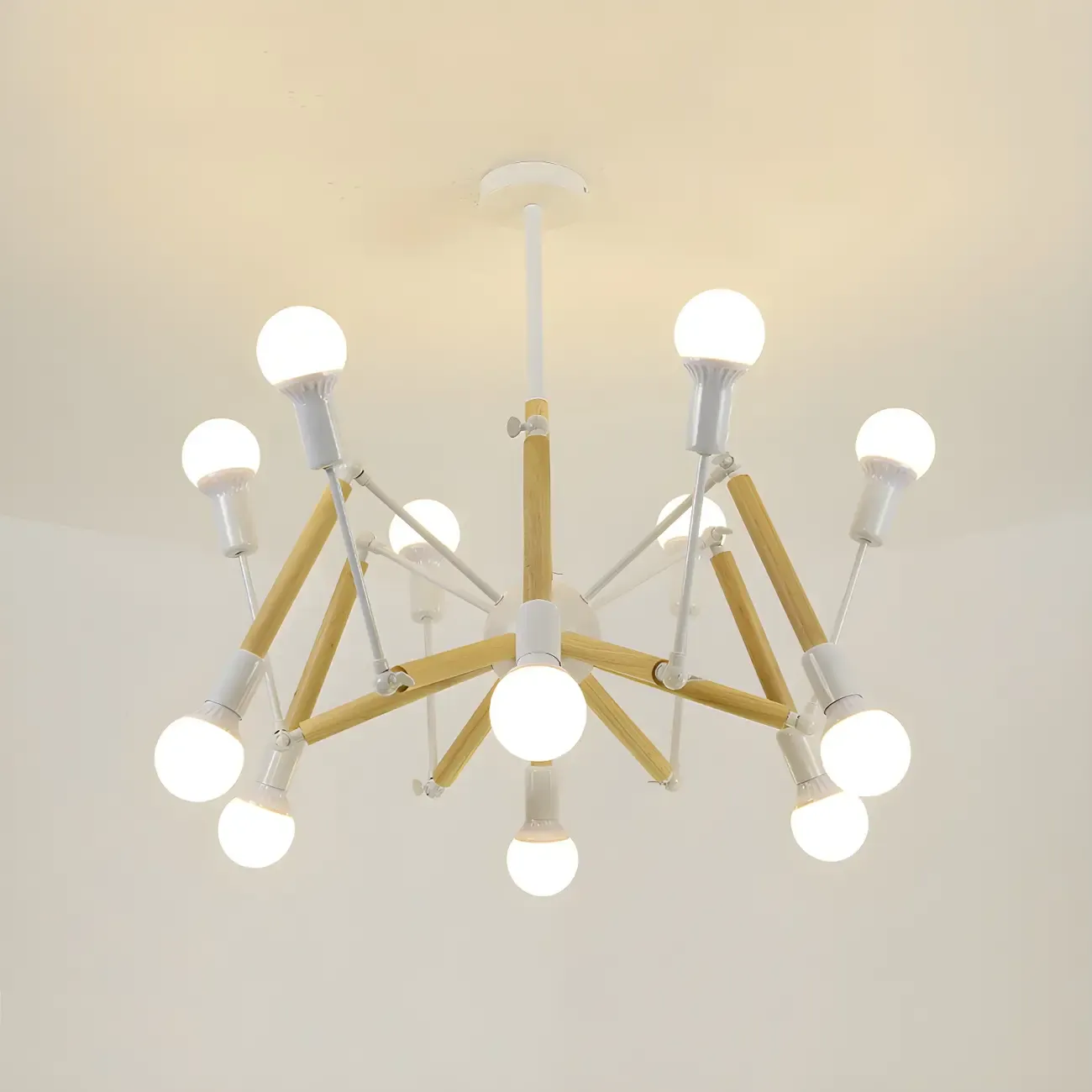 Wooden Geometric Modern Chandelier with LED Bulbs Image - 19