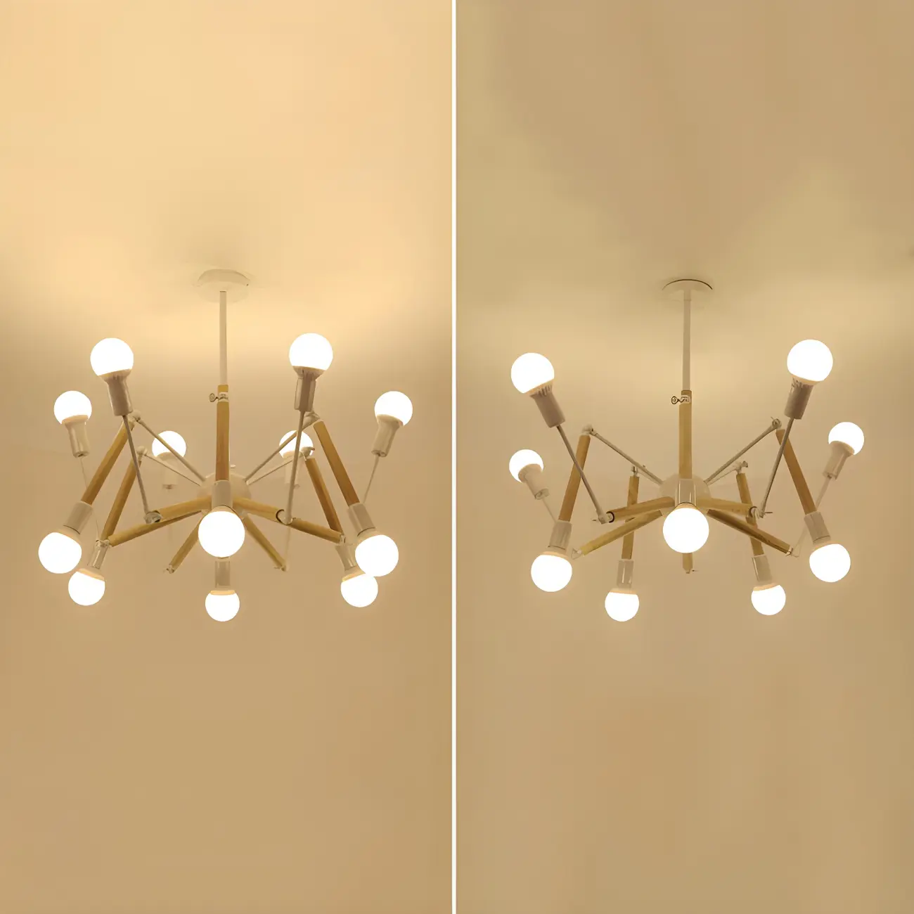 Wooden Geometric Modern Chandelier with LED Bulbs Image - 20 | homeyfad