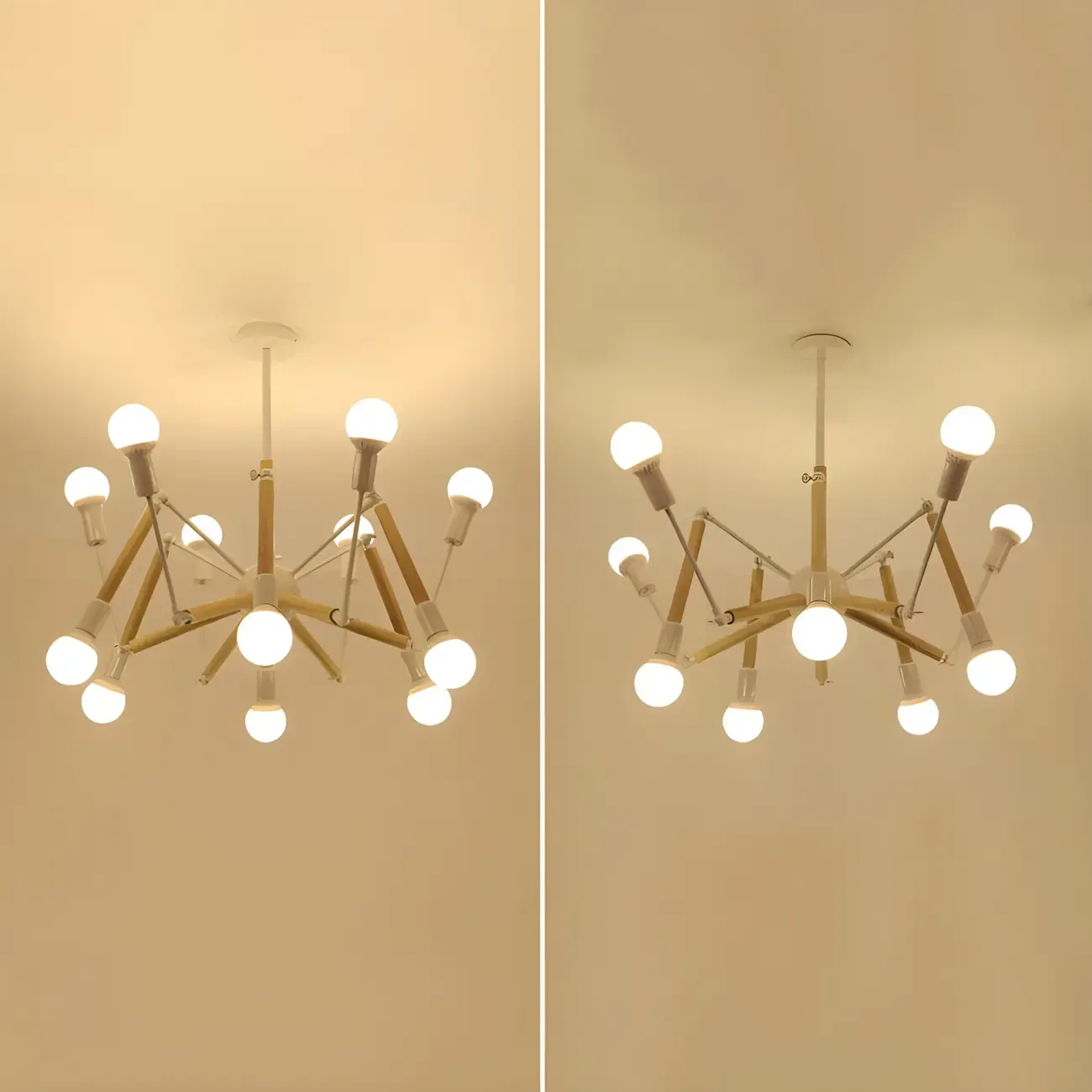 Wooden Geometric Modern Chandelier with LED Bulbs Image - 20