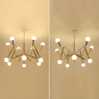 Wooden Geometric Modern Chandelier with LED Bulbs Image - 20