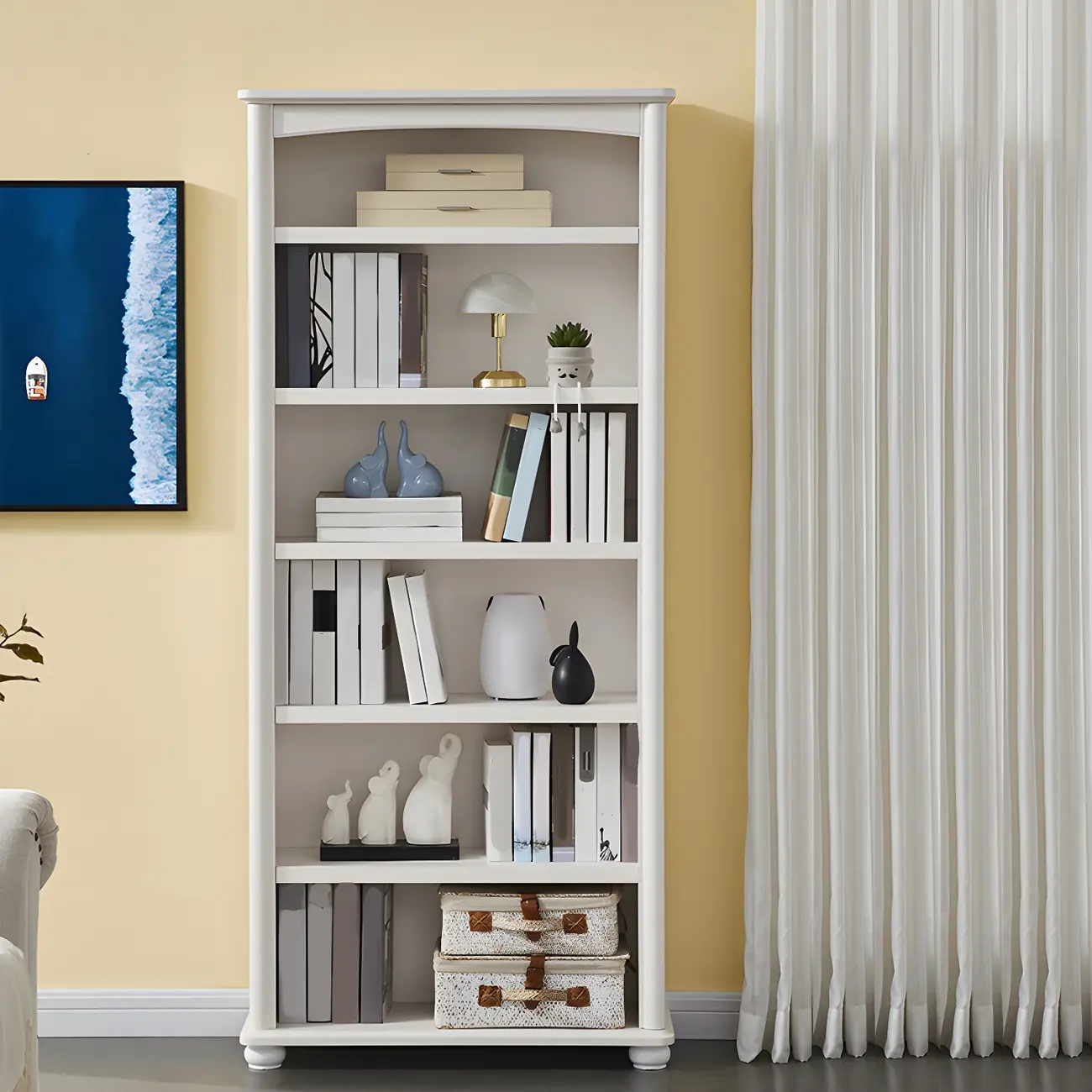 Modern White Wood Bookcase with Storage for Home Office | homeyfad