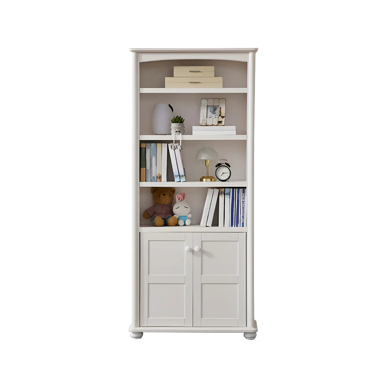 Modern White Wood Bookcase with Storage for Home Office | homeyfad