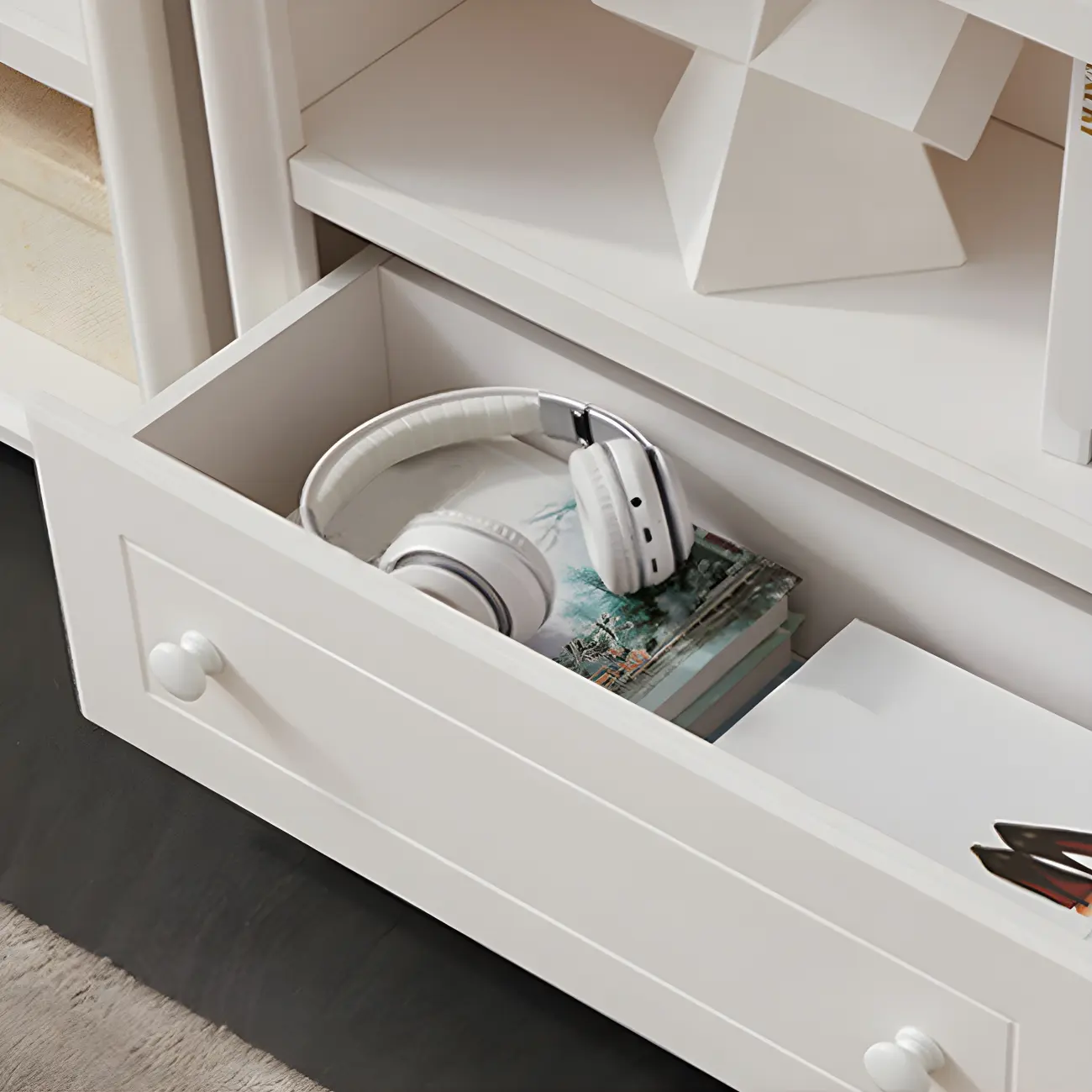 Modern White Wood Bookcase with Storage for Home Office | homeyfad