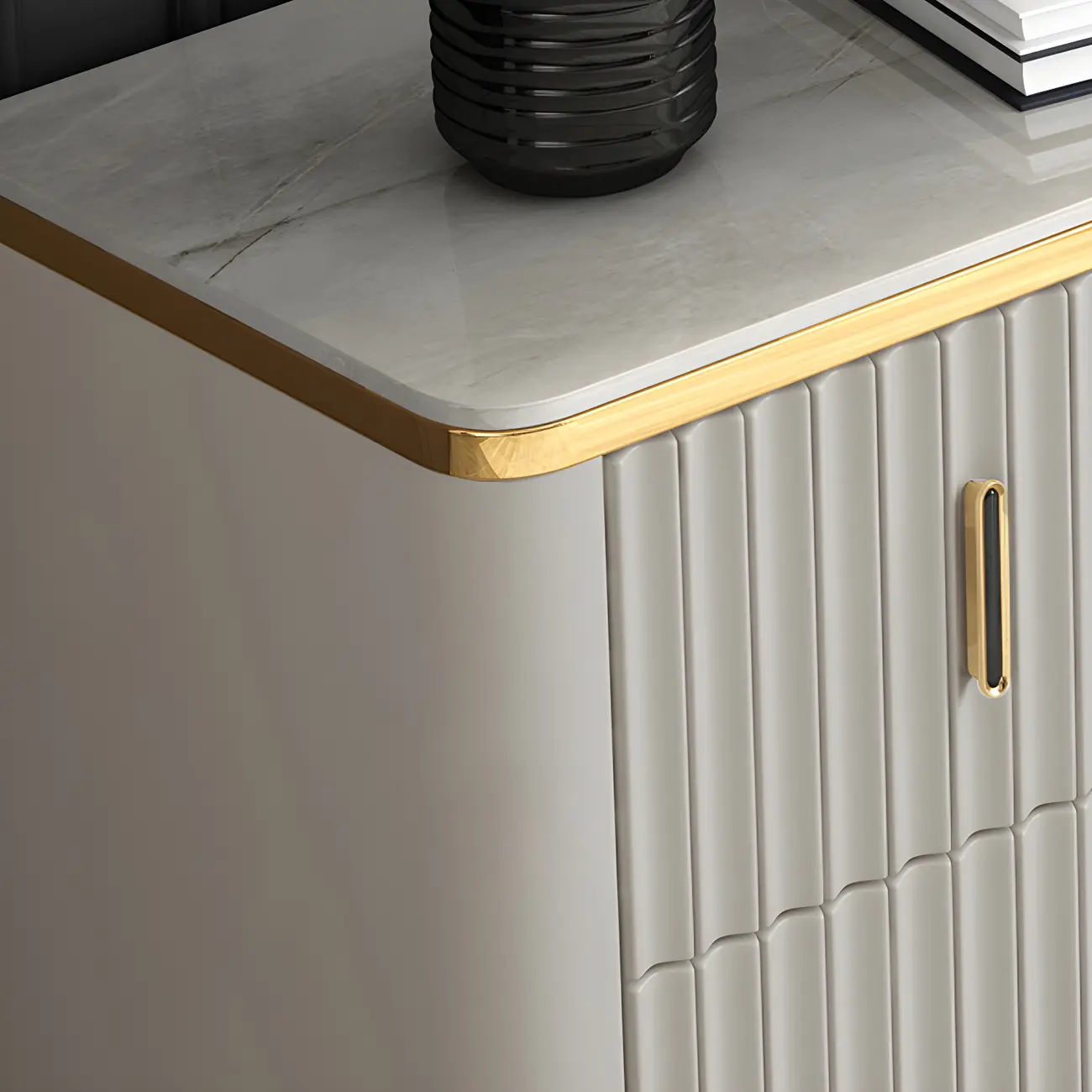 Elegant Gray Wooden Dressers & Chests with Gold Handles Image - 11 | homeyfad