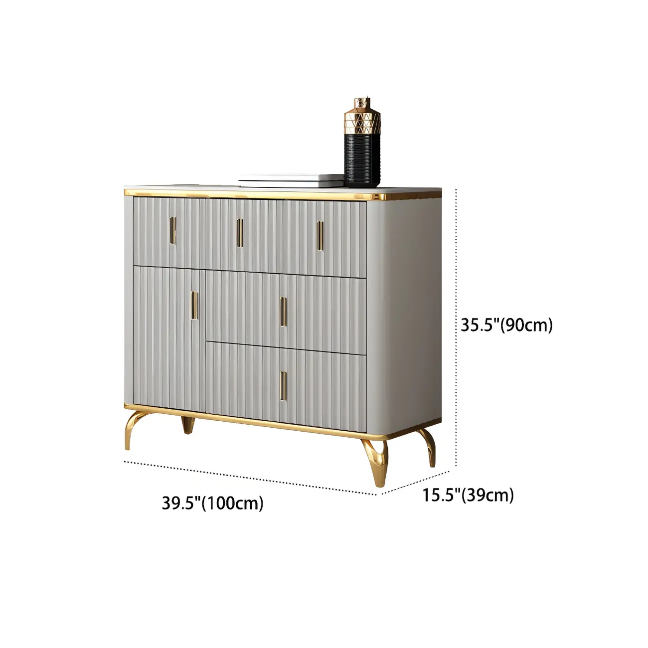 Elegant Gray Wooden Dressers & Chests with Gold Handles #size | homeyfad