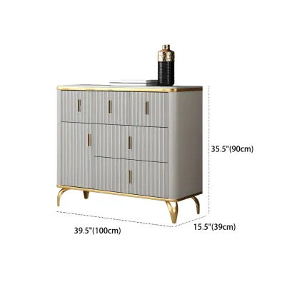 Elegant Gray Wooden Dressers & Chests with Gold Handles #size