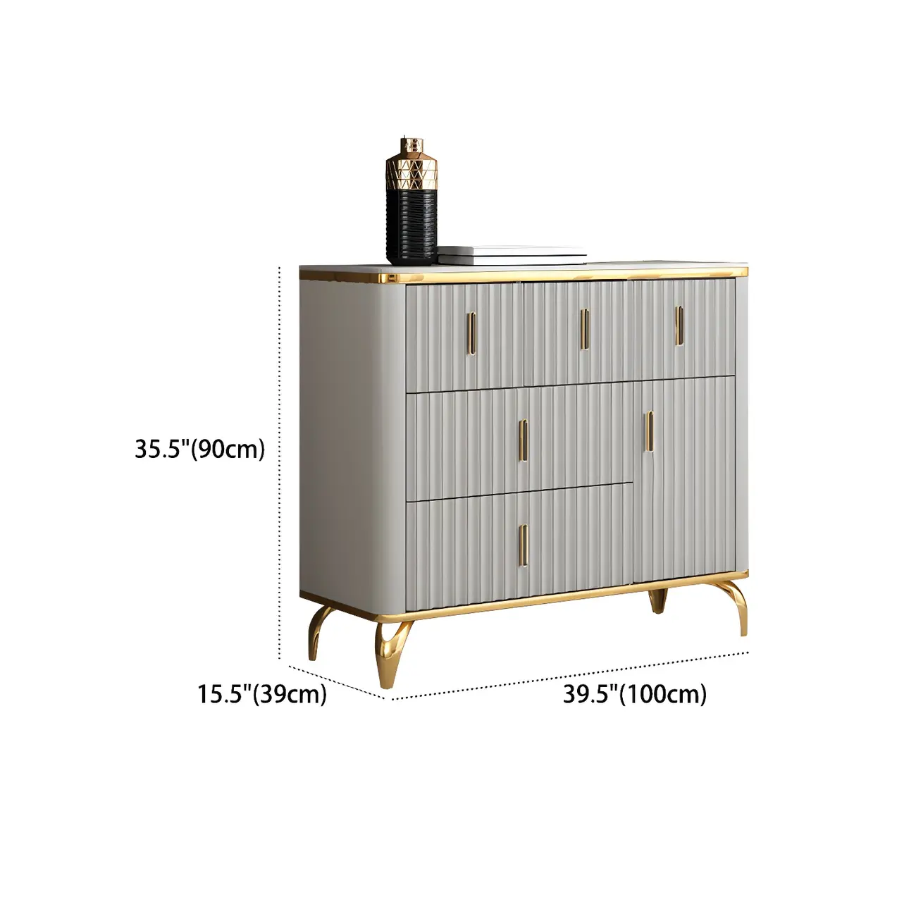 Elegant Gray Wooden Dressers & Chests with Gold Handles Image - 13 | homeyfad