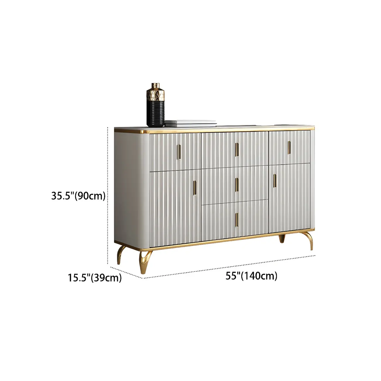 Elegant Gray Wooden Dressers & Chests with Gold Handles Image - 15 | homeyfad