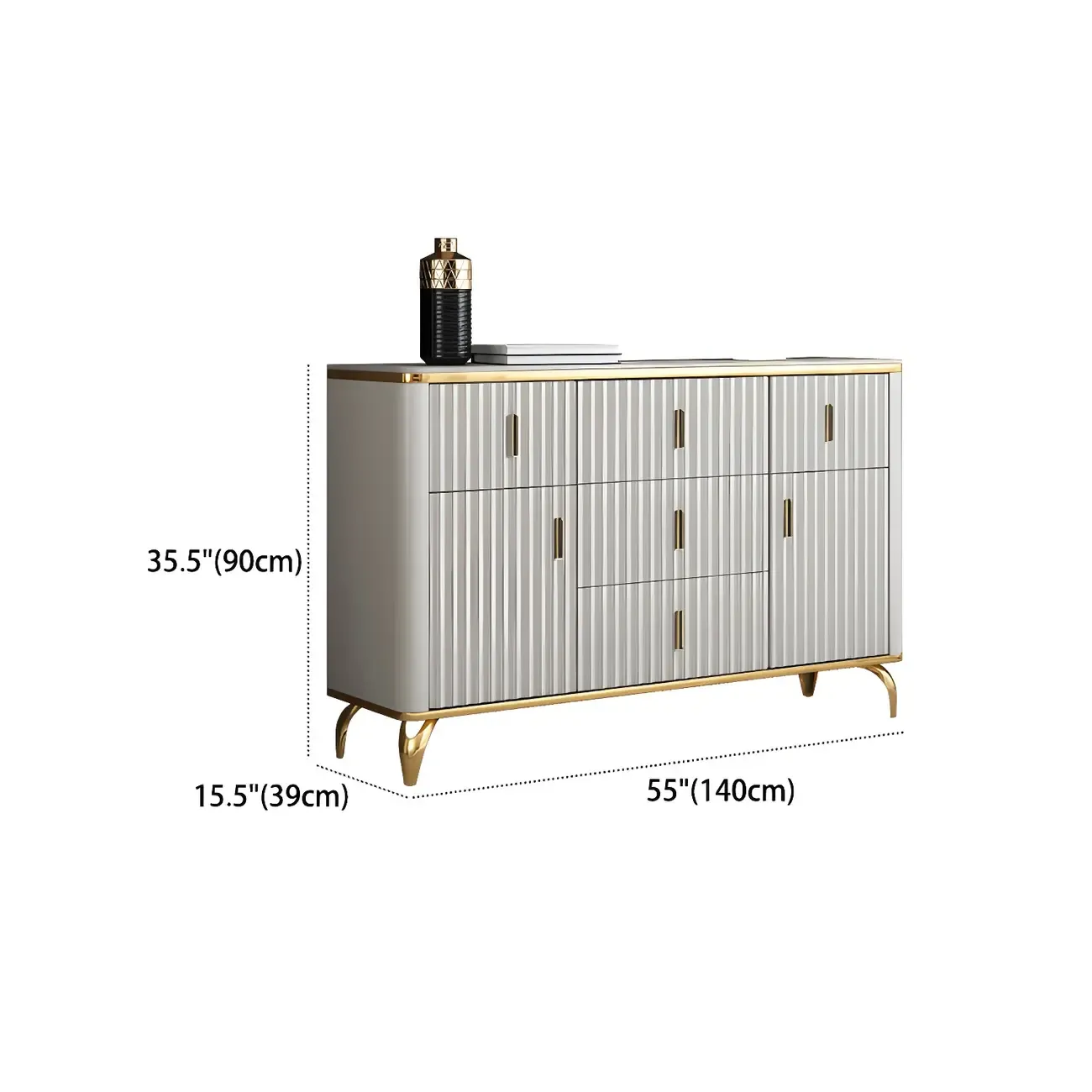 Elegant Gray Wooden Dressers & Chests with Gold Handles Image - 15