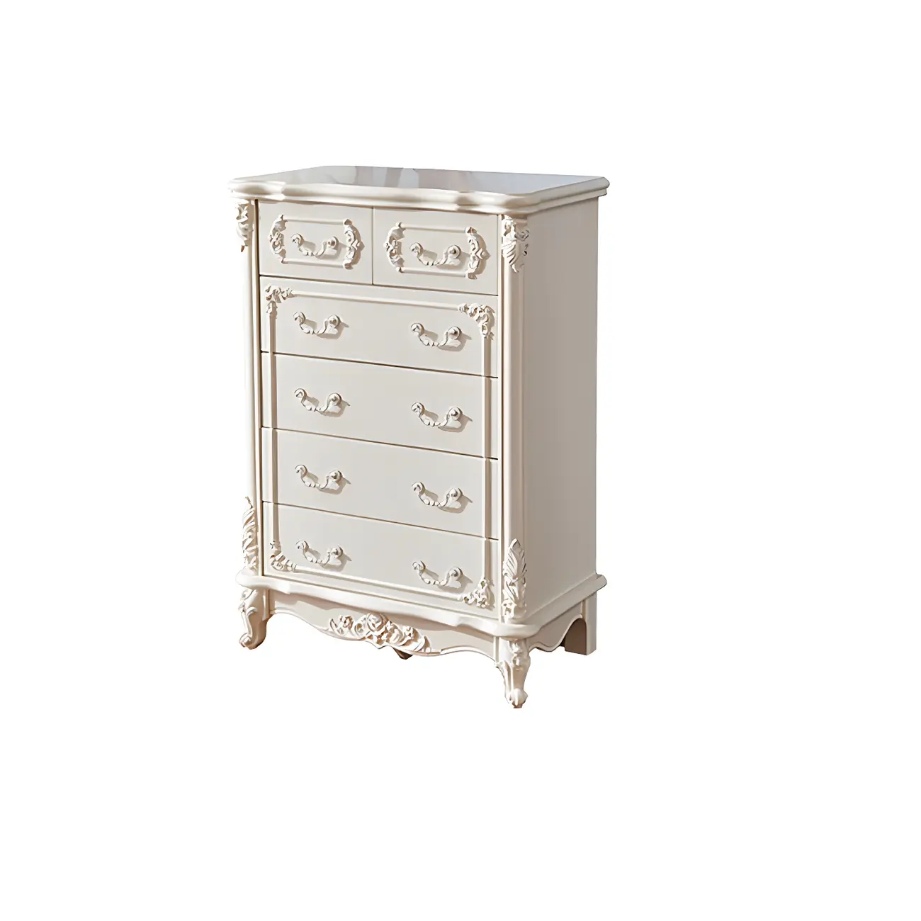 Traditional Glam 5-drawer White Wood Chest for Bedroom Image - 5 | homeyfad